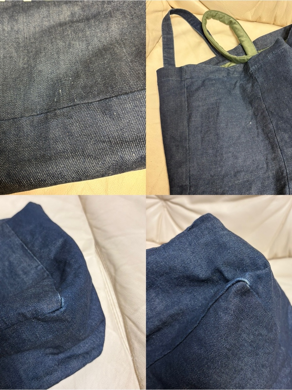 SACAI x APC Large Denim Tote Bag Reversible Green Nylon Bomber Jacket Style - Picture 12 of 13